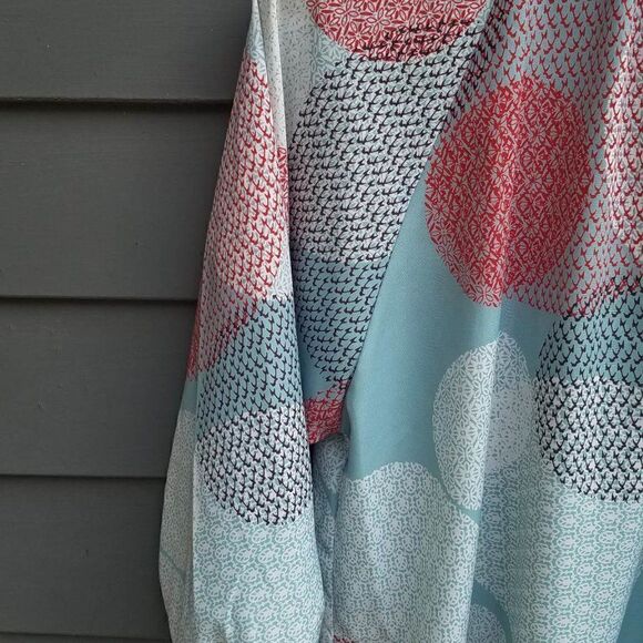 Renee C Boho circle Print Peasant BlouseSize Large - Picture 5 of 10
